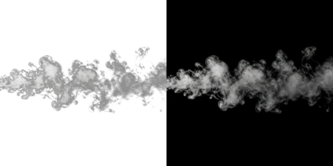 A stream of white smoke moving across a solid black background
