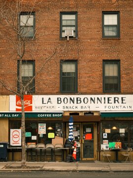 La Bonbonniere vintage sign in the West Village, Manhattan, New York City
