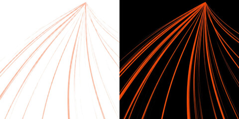 A stunning display of vibrant orange light trails against a dark background