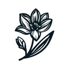 Elegant Botanical Flower Silhouette Vector Illustration