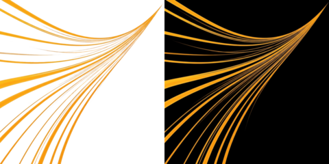 A vibrant abstract design featuring golden lines on a black background