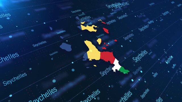 Seychelles Geographic Map and Flag Animated Motion Graphic Background
