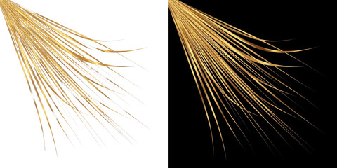 A close-up view of golden light streaks against a dark background