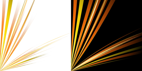 A vibrant abstract design featuring yellow and orange stripes on a black background