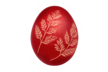 Red easter egg with traditional leaf pattern design