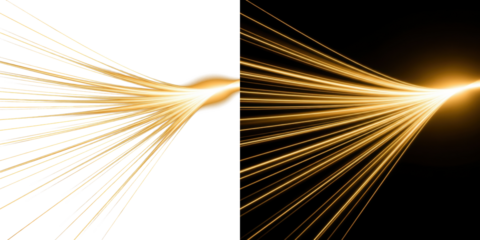 A stunning visual representation of golden light streaks radiating from a bright source against a dark background