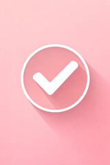Pink circle with white checkmark icon minimal design