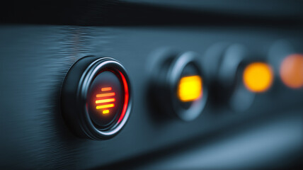 Electronic indicator lights, LED status lights on the device, modern technology interface.