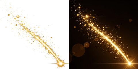 A stunning visual representation of golden sparkles and glittering lights against a dark background