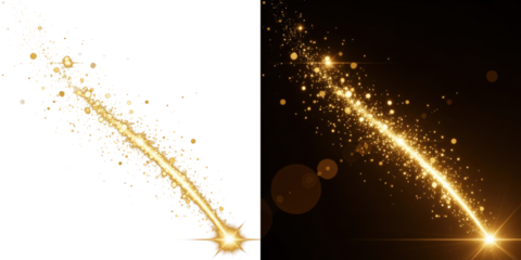 A stunning visual representation of golden sparkles and glittering lights against a dark background