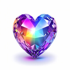 Fototapeta premium Multicolor Prism Diamond Heart with Rainbow Crystal Glow