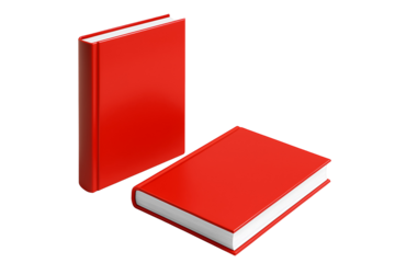3d illustration of two red hardcover books for education and reading isolated on transparent background