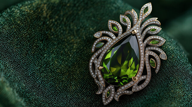 Exquisite Jewel: A close-up view of a luxury, gemstone crafted into an ornamental design, capturing its radiant allure and intricate details.