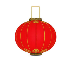Vibrant red chinese lantern with gold accents isolated on transparent background