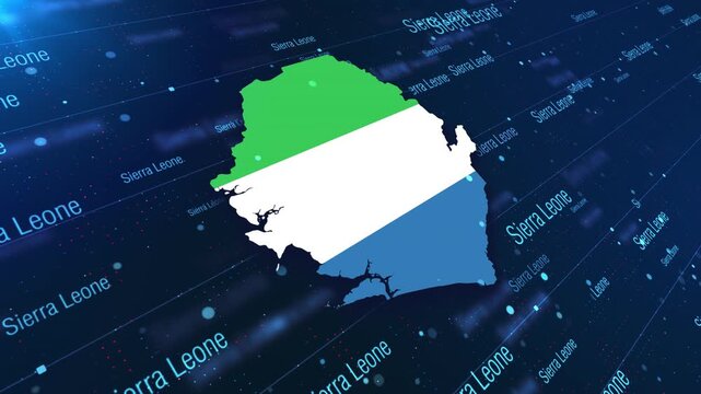 Sierra Leone Geographic Map and Flag Animated Motion Graphic Background