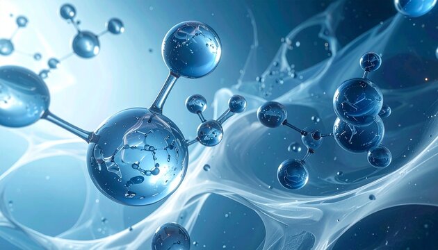 Stylized molecular network—interconnected spheres and rods with electric discharge in ethereal blue space. - Powered by Adobe