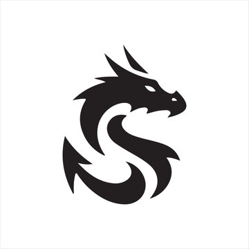 Dragon Head Silhouette Logo