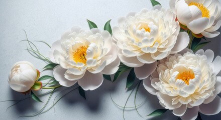 Obraz premium Elegant white peonies in full bloom
