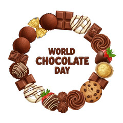 Celebrating world chocolate day with a variety of delicious treats isolated on transparent background