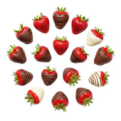 A delightful array of chocolate-dipped strawberries isolated on transparent background