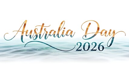 Australia day 2026 celebration logo with ocean waves background
