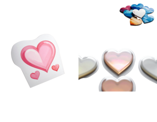 Close-up photo of a sticker featuring heart shapes, suitable for use in designs and projects