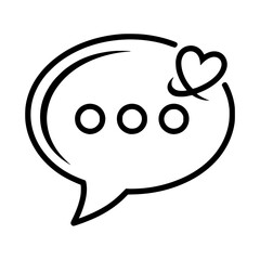 Simple Line Art Speech Bubble with Heart Icon isolated PNG with Transparent Background