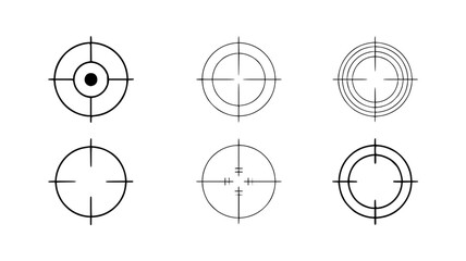 Set of 6 Target Icons Vector isolated PNG with Transparent Background