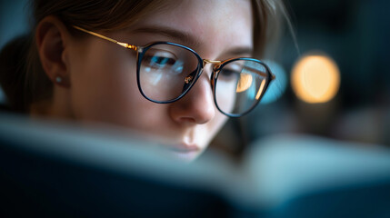 Closeup shot faceless person wearing glasses great for portraying individuality intellectual pursuits academic lifestyle scholarly appearance reading concept defocused