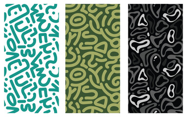 Abstract organic doodle seamless pattern with fluid line art shapes