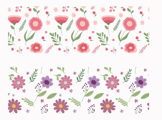 Decorative colorful floral seamless pattern with blooming garden flowers