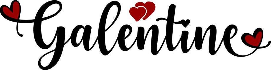 Obraz premium Galentine valentine typography design on plain white transparent isolated background for card, shirt, hoodie, sweatshirt, apparel, tag, mug, icon, poster or badge