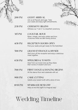 Elegant wedding timeline template