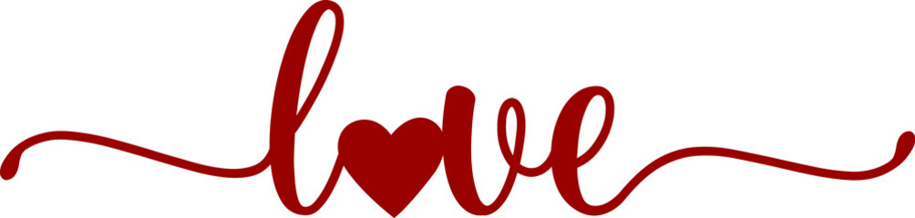 Love valentine typography design on plain white transparent isolated background for card, shirt, hoodie, sweatshirt, apparel, tag, mug, icon, poster or badge