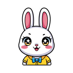 Obraz premium Smiling cartoon bunny in yellow shirt and blue bowtie