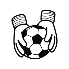 Goalkeeper gloves, holding a soccer ball vector illustration
