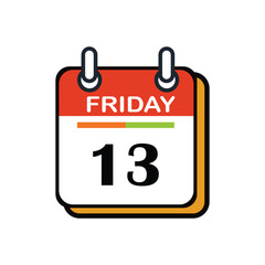 Friday 13th Calendar Icon, Unlucky Day Superstition and Bad Luck Date Vector Illustration