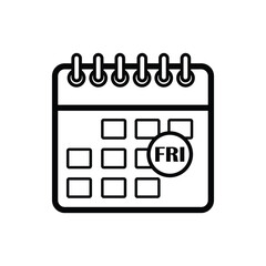 Friday Calendar Outline Icon, Minimalist Schedule Planner and Appointment Reminder Vector Illustration