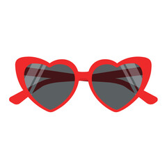 Red heart shaped sunglasses with lens reflection vector illustration icon isolated on white background