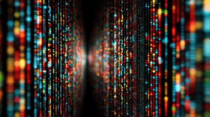 Data integrity system encryption security concept background digital code colorful light blur abstract depth cyber