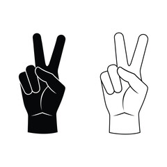 Obraz premium Two hands making peace signs Vector