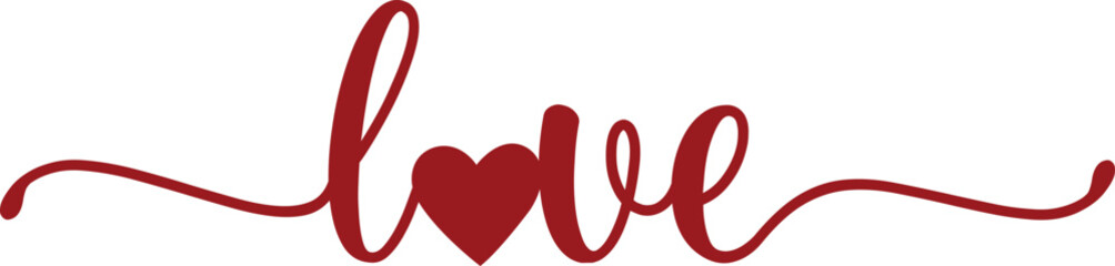 Love valentine typography design on plain white transparent isolated background for card, shirt, hoodie, sweatshirt, apparel, tag, mug, icon, poster or badge