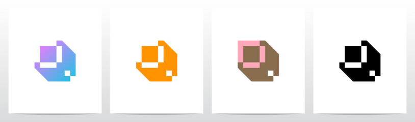 Box Block Pixel Square Letter Initial Logo Design O