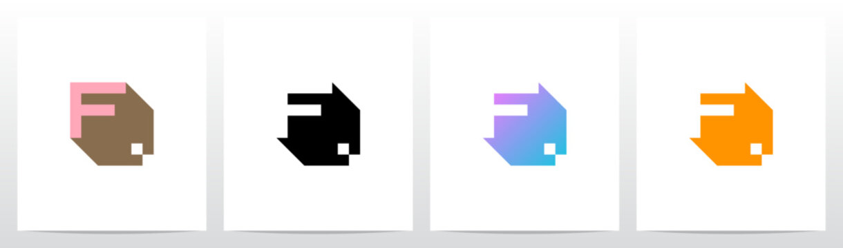 Box Block Pixel Square Letter Initial Logo Design F