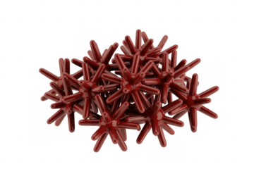 Red virus model with protruding spikes 3D model medical isolated on a transparent background