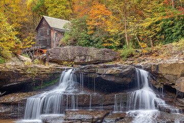 A stream flows past the Galde Grist Mill in West Virginia