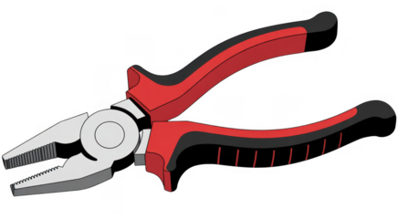 Red and black pliers red and black handles isolated on a transparent background