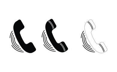 Set of three retro telephone handsets Vector