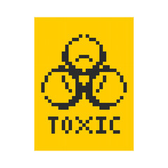 Danger sign pixel biohazard 8 bit. 