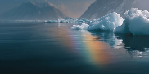 Rainbow is reflected in the water